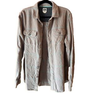 Reef Button‎ Up Shirt Textured Cotton Men's Med Gray Green Long Sleeve